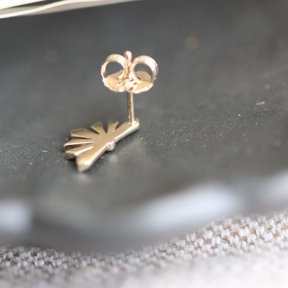 14K Solid White Gold Sunstar Earrings - "Morning Light" - Picture 9 of 10